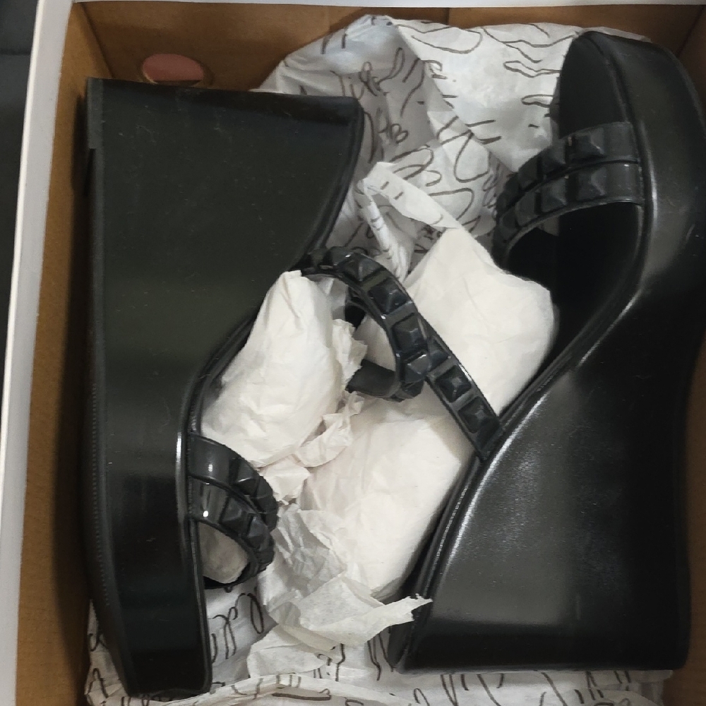Wild Pair Black Wedge Sandals